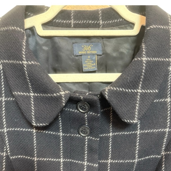 Brooks Brothers 346 Black Wool Windowpane Jacket Size 12 - Picture 5 of 5
